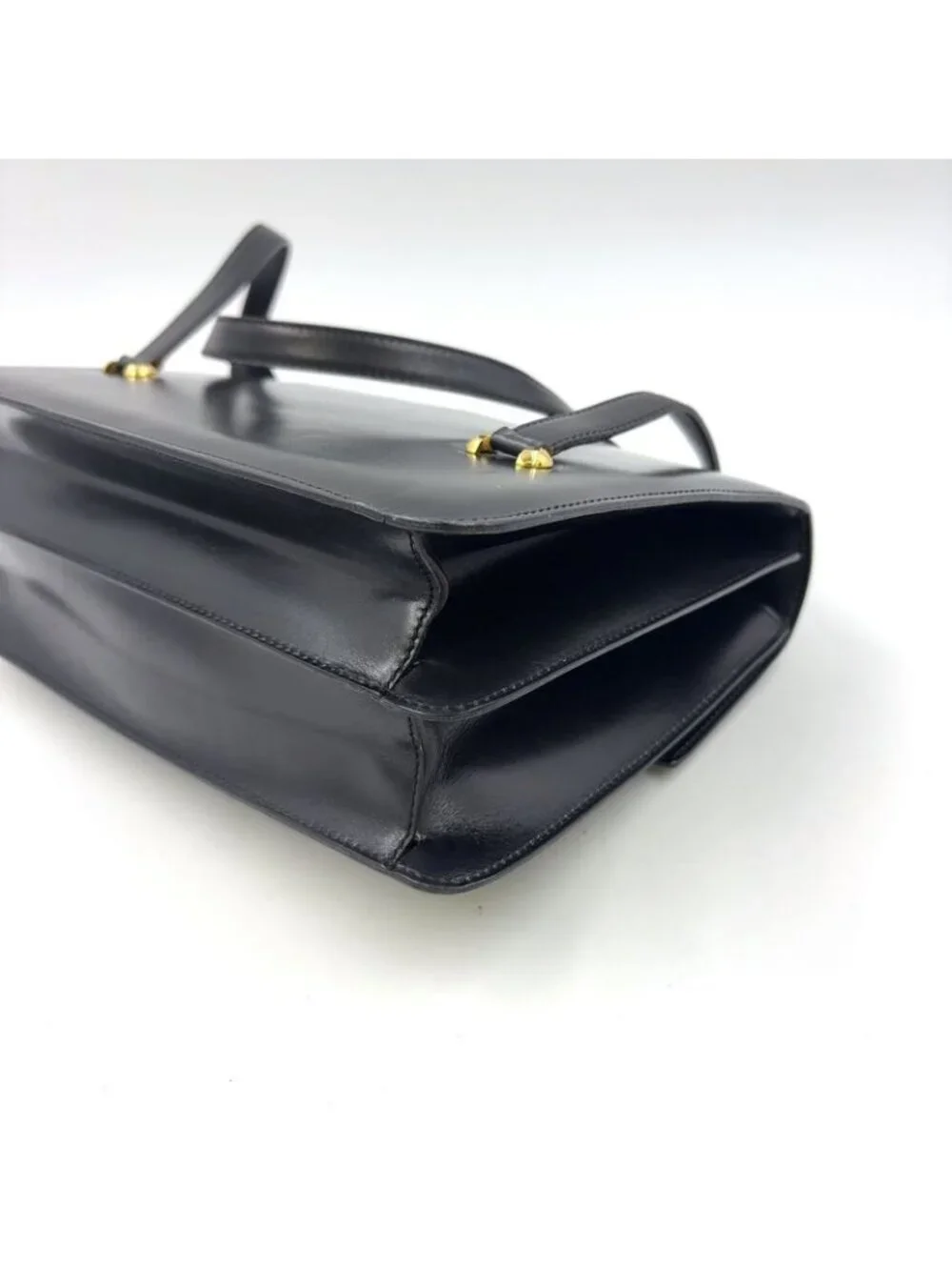 ★SOLD★ Celine Triomphe Leather Black Handbag Gold - Picture 8 of 15